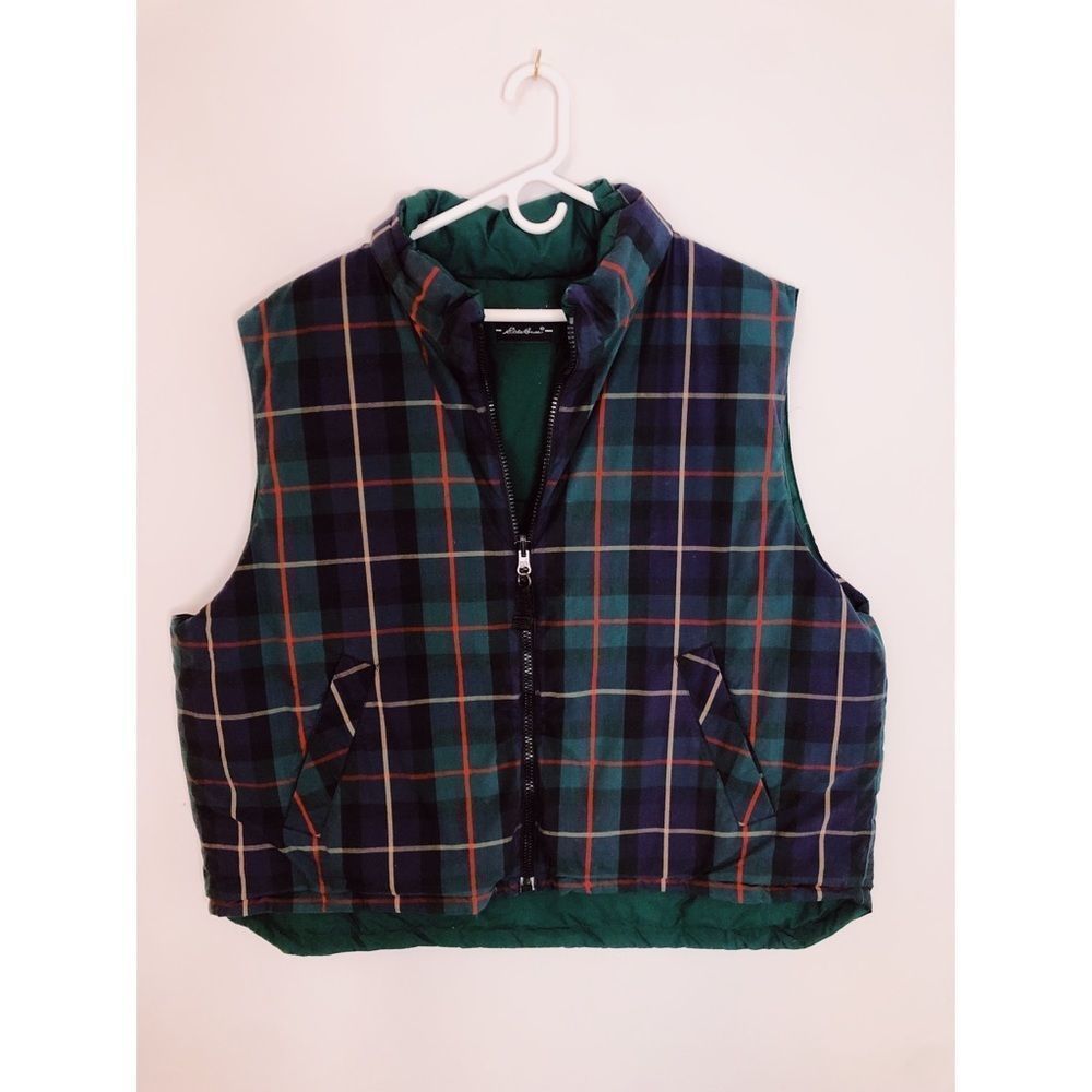 Eddie Bauer Vintage Reversible Plaid Puffer Vest
